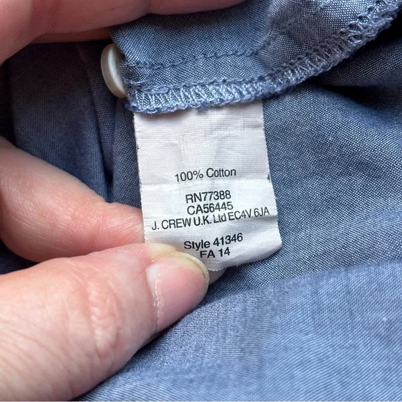 J.Crew Blue Chambray Tunic Shirt Women’s Medium Cotton Button Front Long Sleeve - Picture 10 of 10